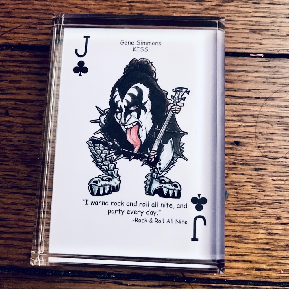 KISS Gene Simmons Hero Decks Tribute To Rock N Roll Playing Card In Plexiglass